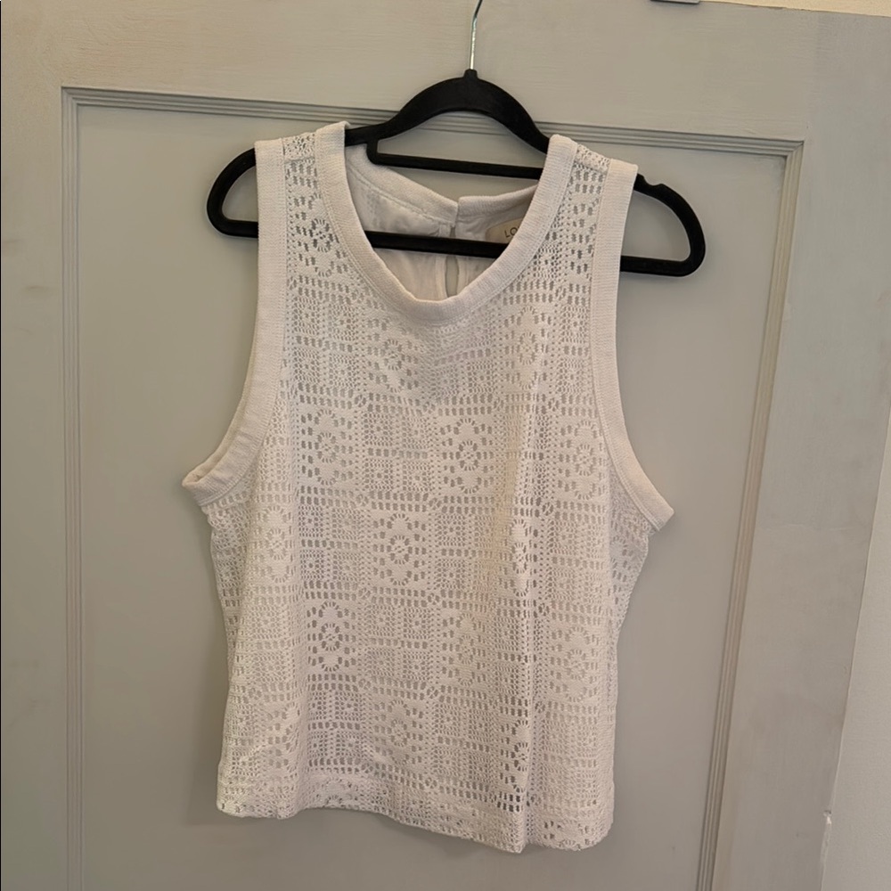 LOFT White Crochet Tank Top